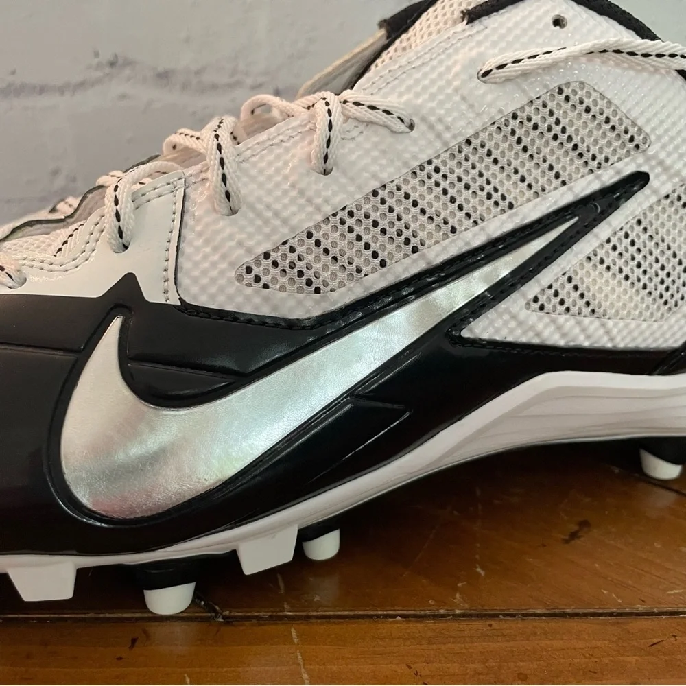 Nike Men's Alpha Pro Fly Wire Cleats Black White Size 15